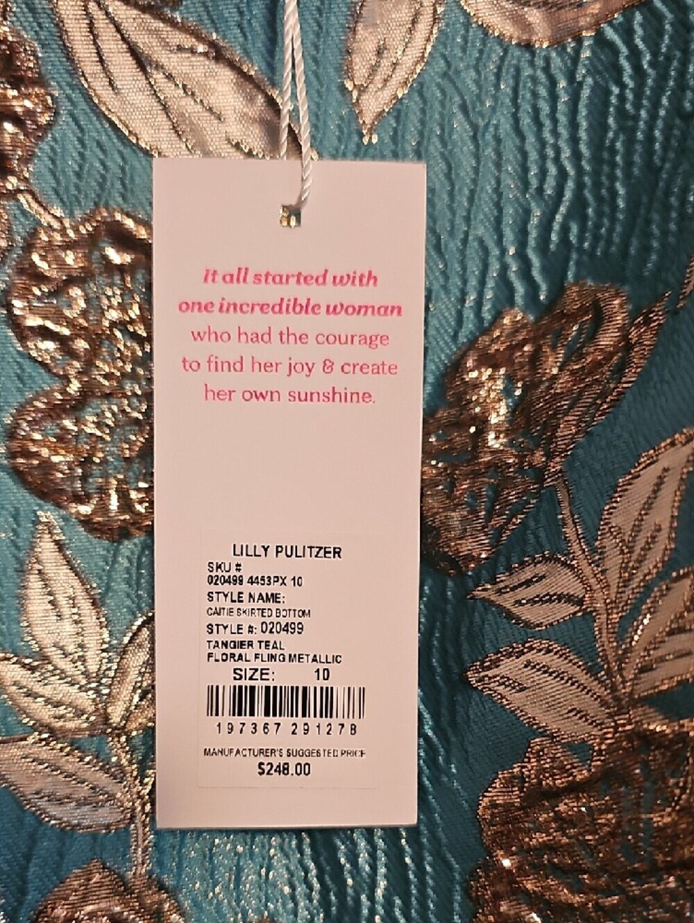 Lilly Pulitzer Caitie Turquoise Floral Fling Metallic Mini Skirted Romper Dress - Picture 4 of 4
